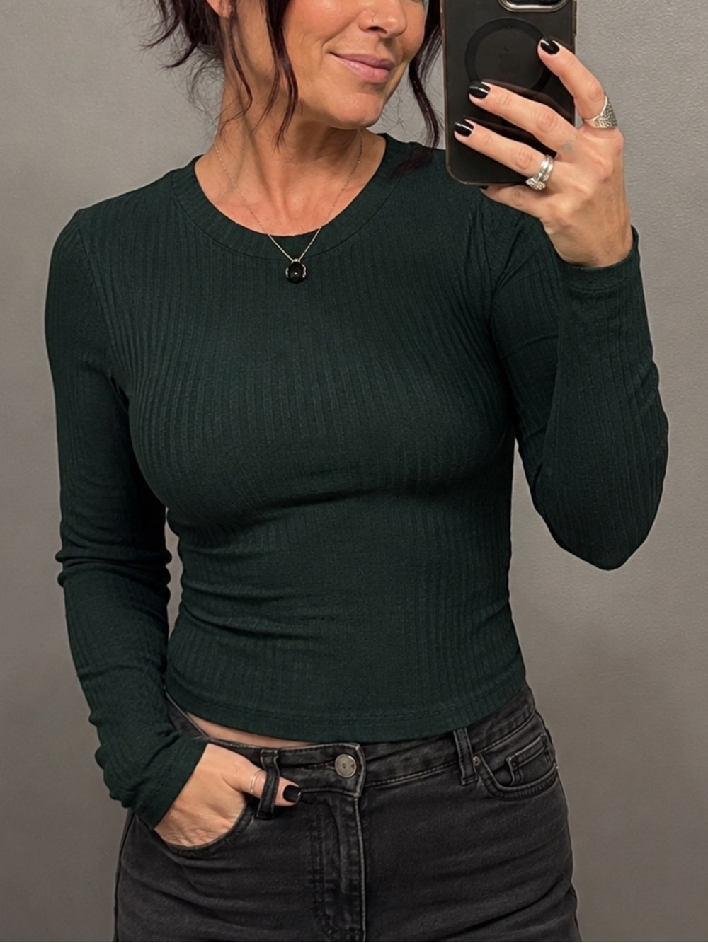 One Clothing Forest Green Long Sleeve Tee